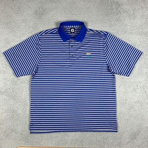 FootJoy LACC Golf Polo Shirt Mens XL Blue/Gray Striped Performance Short Sleeve‎